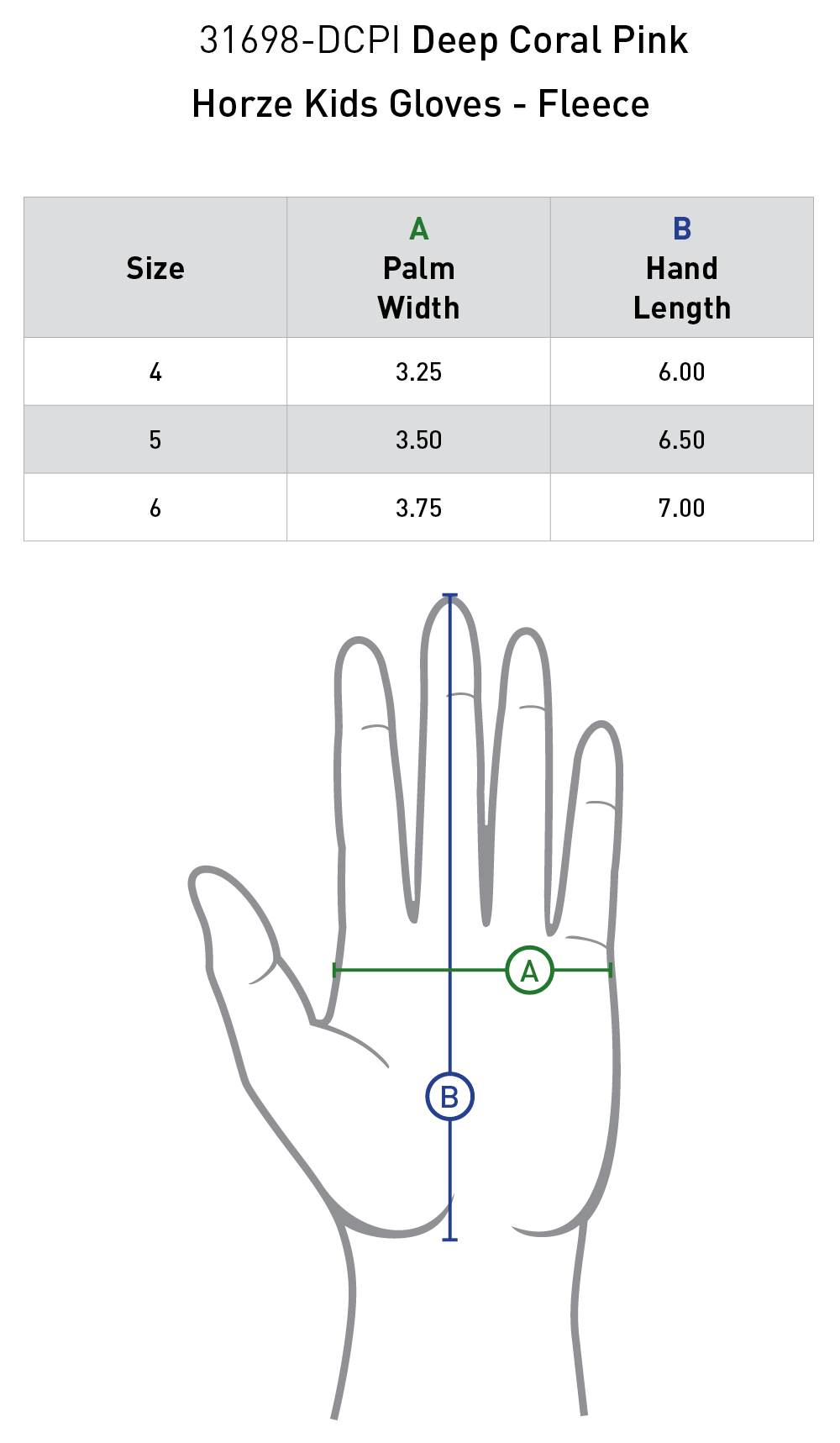 Size chart: Riding Gloves