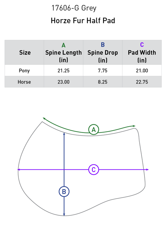 Size chart: Half Pads