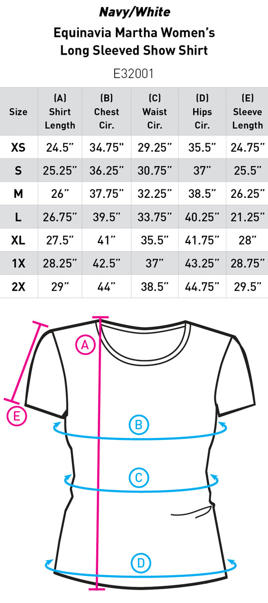 Size chart: English Show Shirts