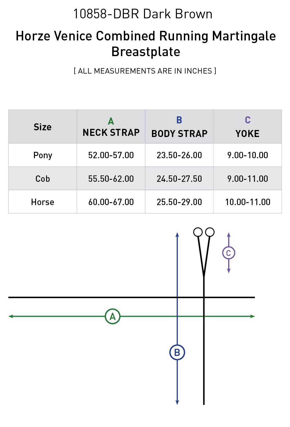 Size chart: Martingales