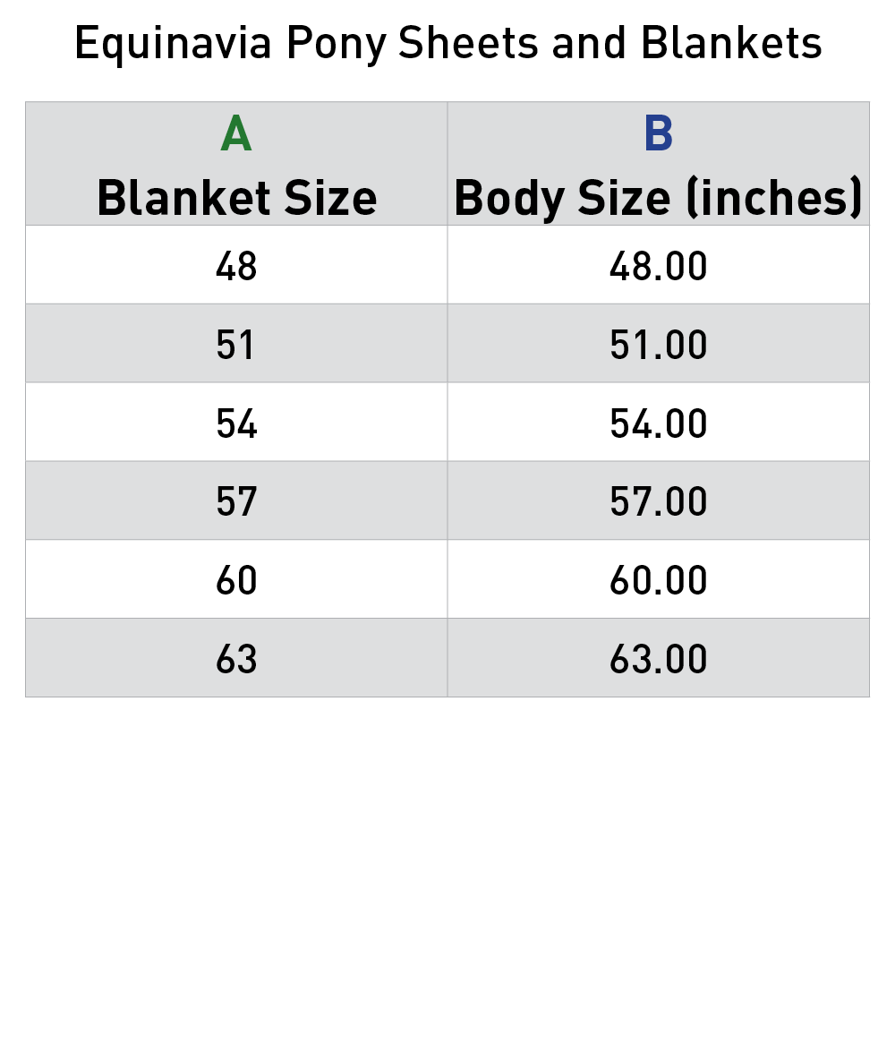 Size chart: Turnout Blankets