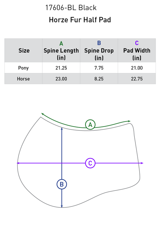 Size chart: Half Pads