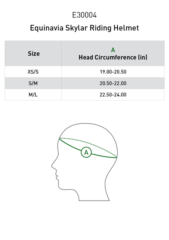 Size chart: Riding Helmets