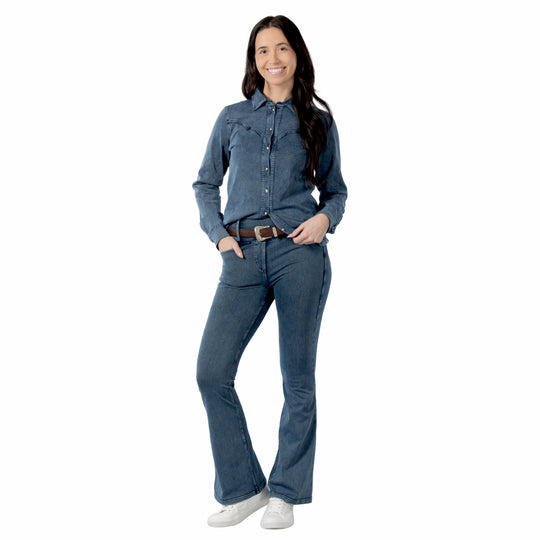 Horze Emery Womens Western Denim-Look Bootcut Tights image 