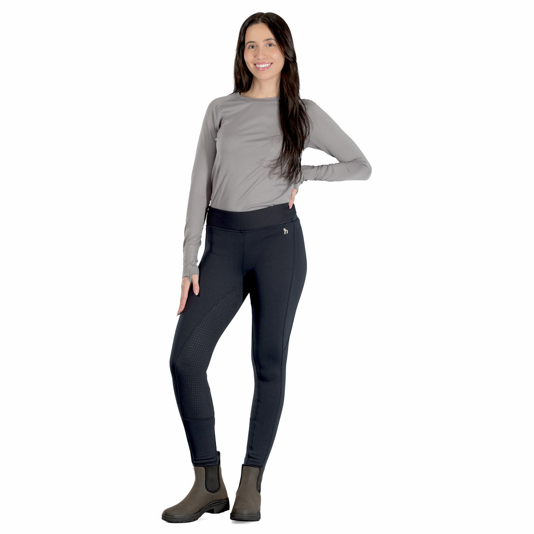 Horze Active Womens Winter Silicone Full Seat Tights w/ Phone Pockets image 