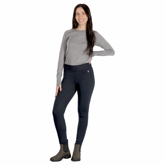 Horze Active Womens Winter Silicone Full Seat Tights w/ Phone Pockets image 