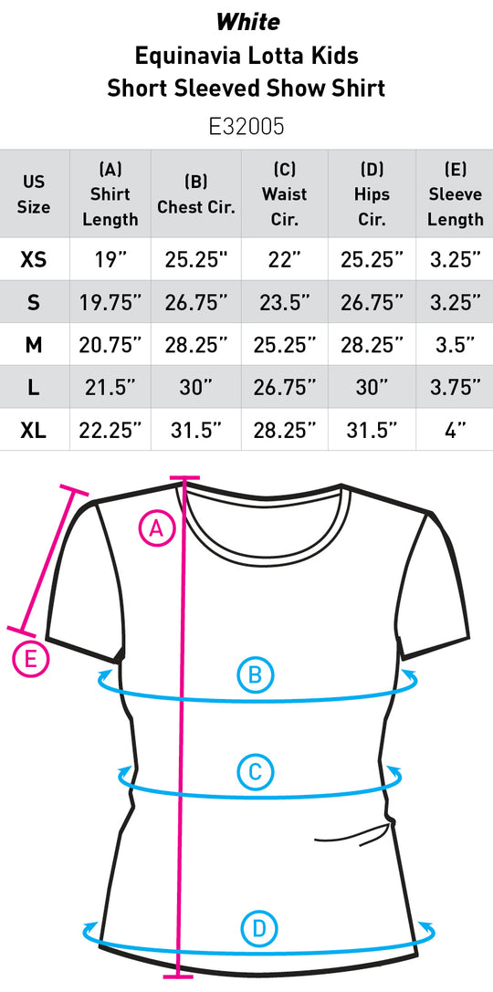 Size chart: English Show Shirts