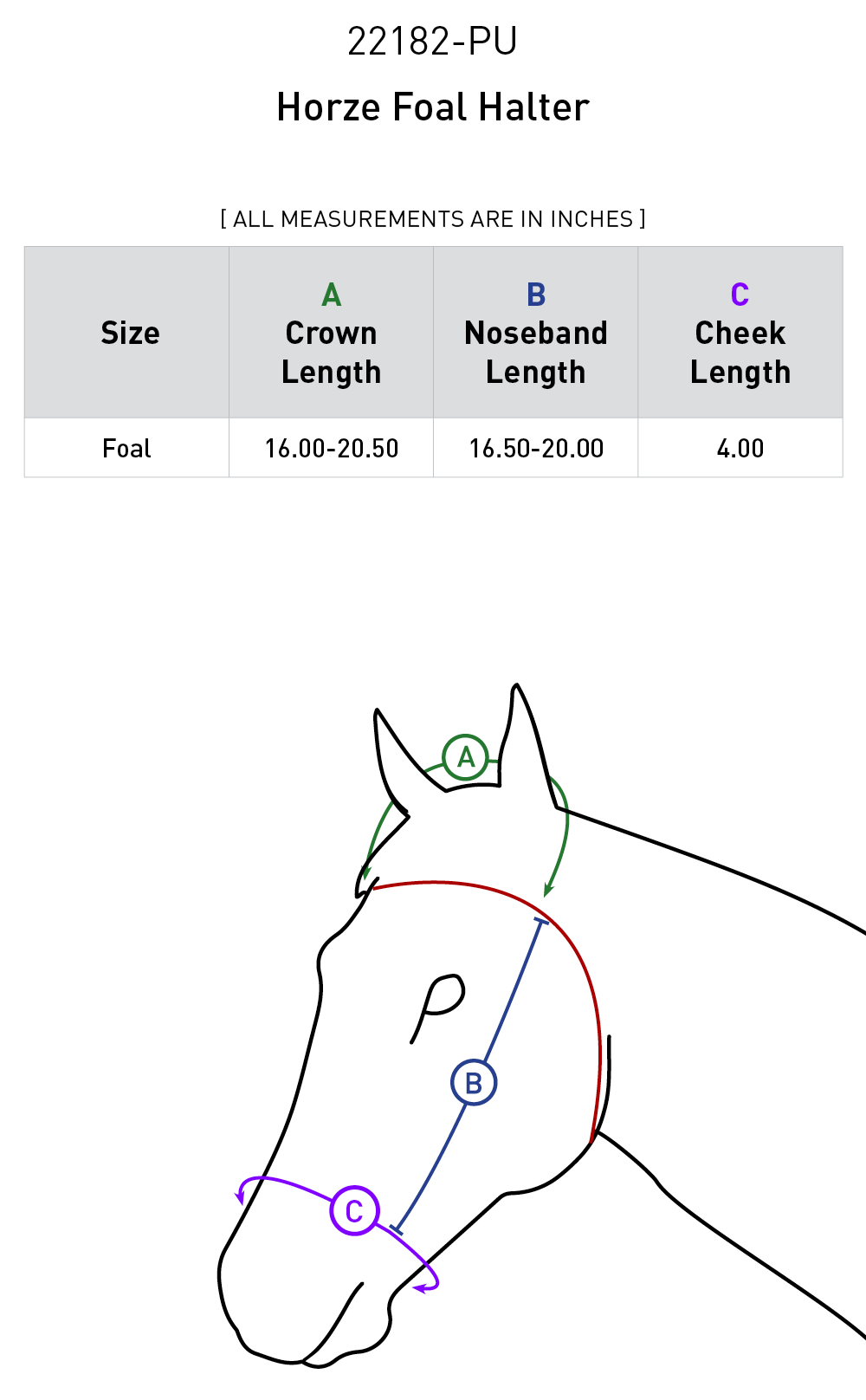 Size chart: Halters