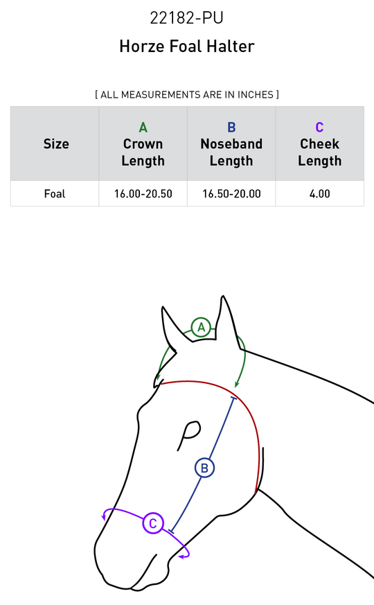 Size chart: Halters