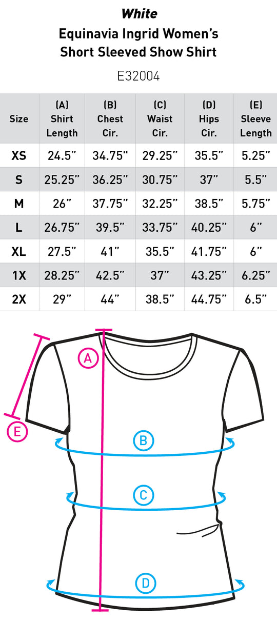 Size chart: English Show Shirts