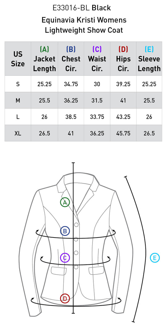 Size chart: Show Coats