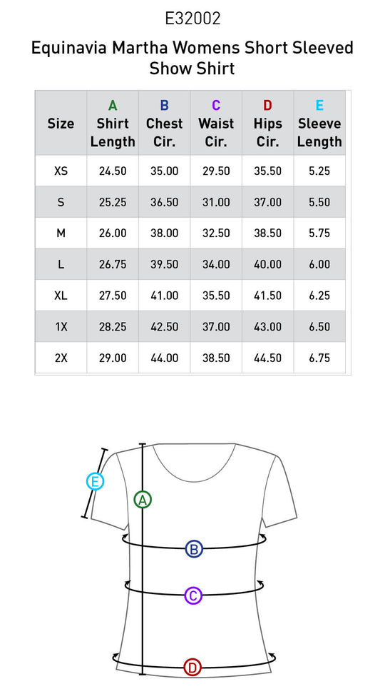 Size chart: English Show Shirts