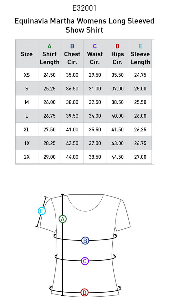 Size chart: English Show Shirts