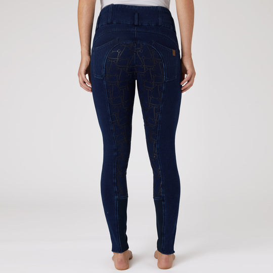 Horze Kacy Womens Denim Look Winter Full Seat Breeches image 