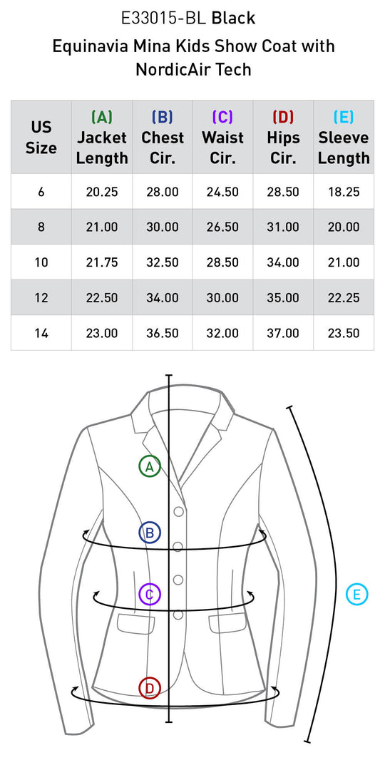 Size chart: Show Coats