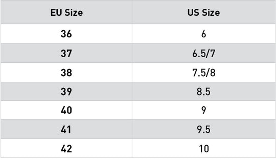 Size chart: Paddock Boots