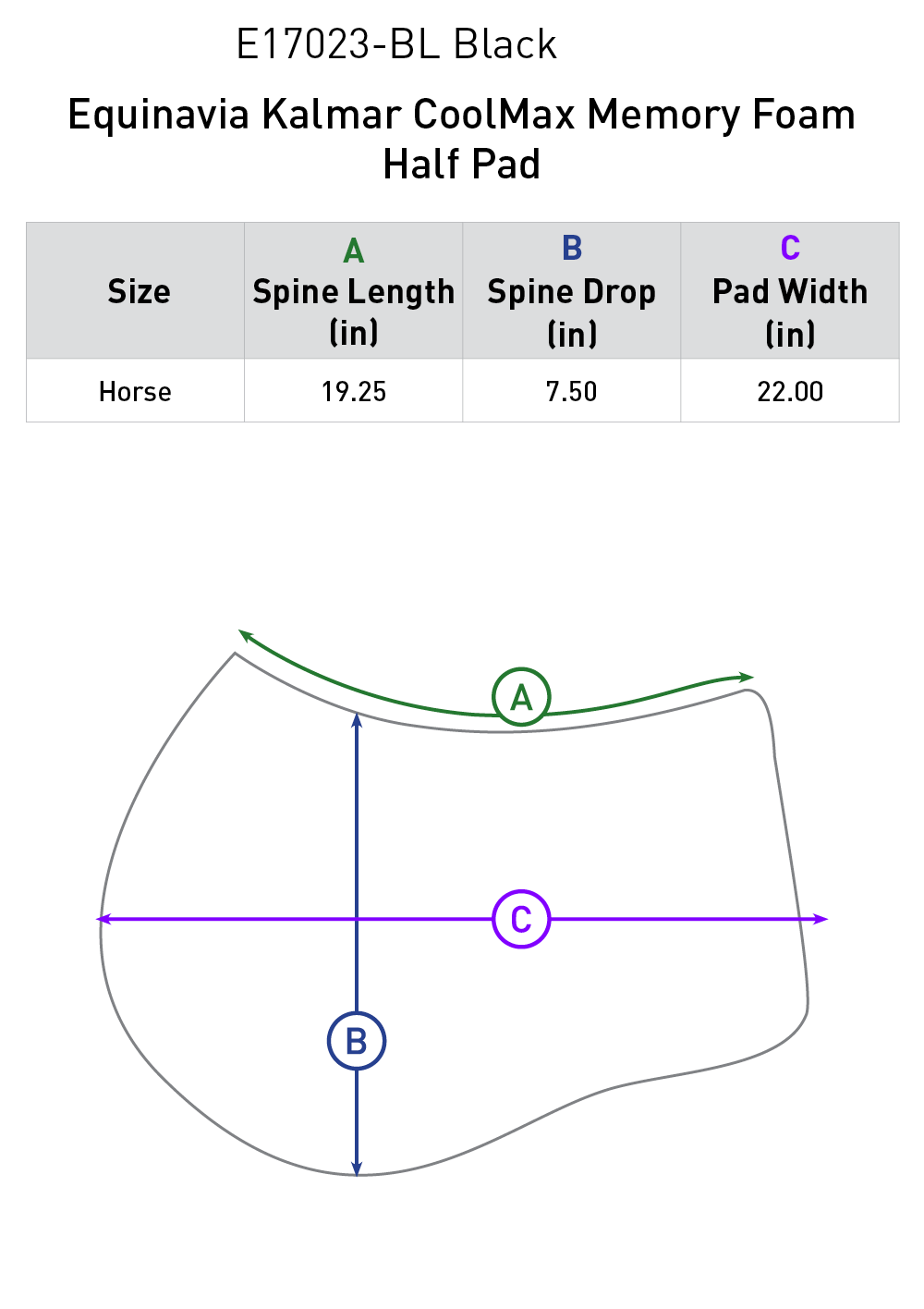 Size chart: Half Pads