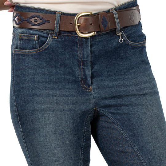 Horze Kaia Womens High Waist Denim Silicone Full Seat Breeches image 