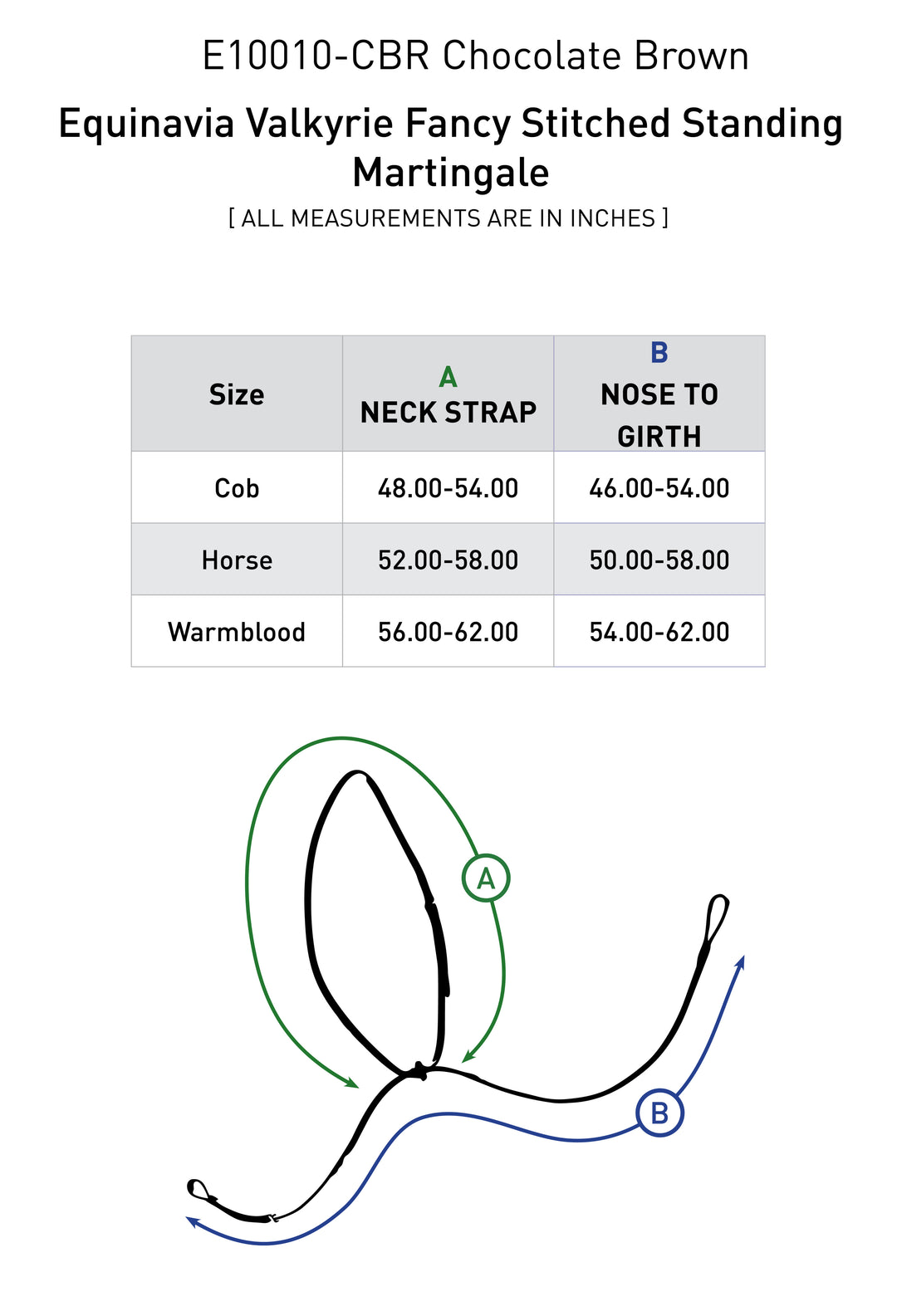 Size chart: Martingales