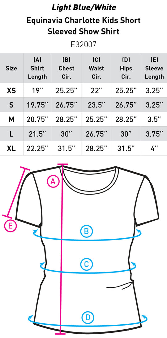 Size chart: English Show Shirts