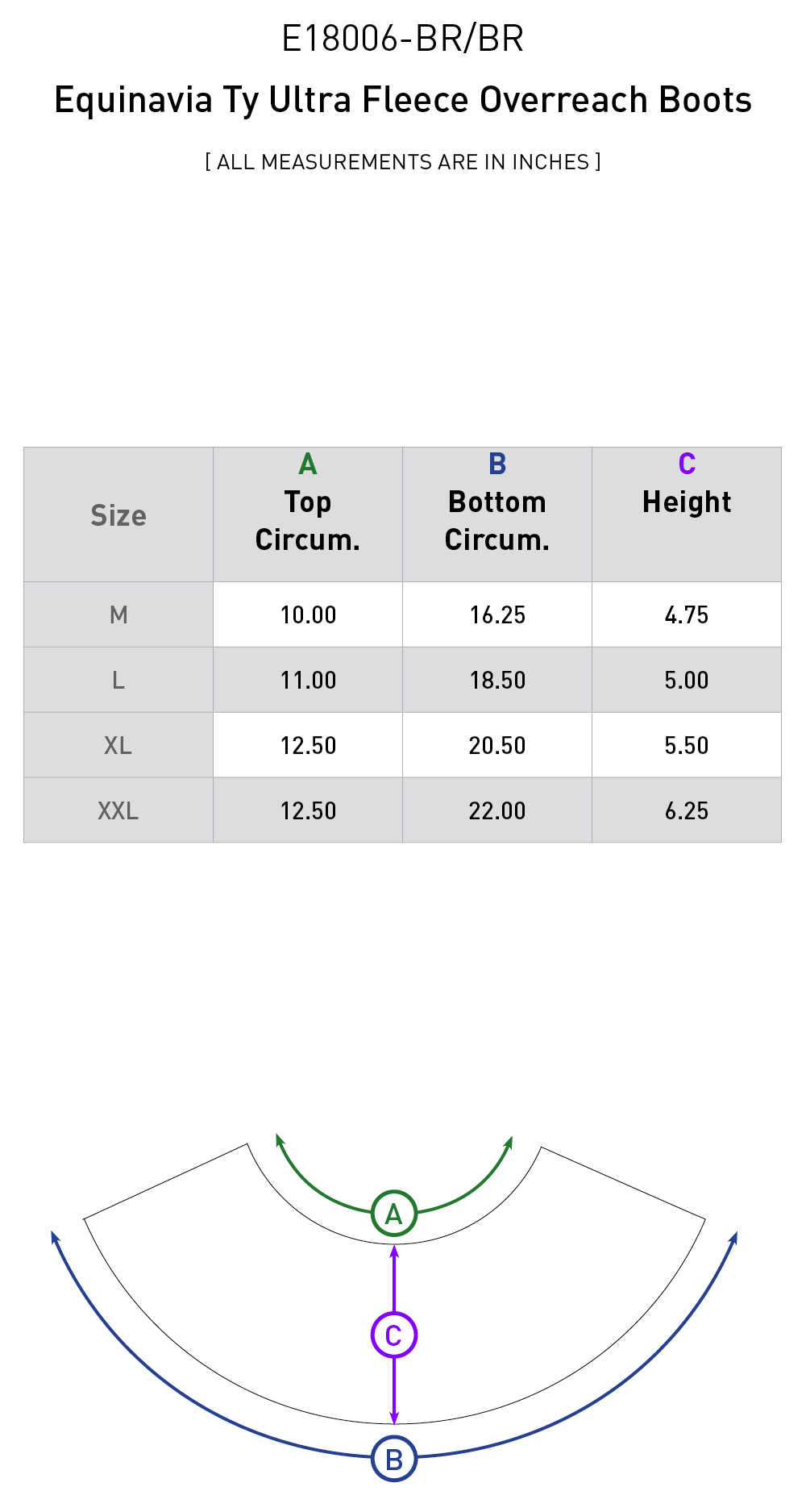 Size chart: Bell Boots
