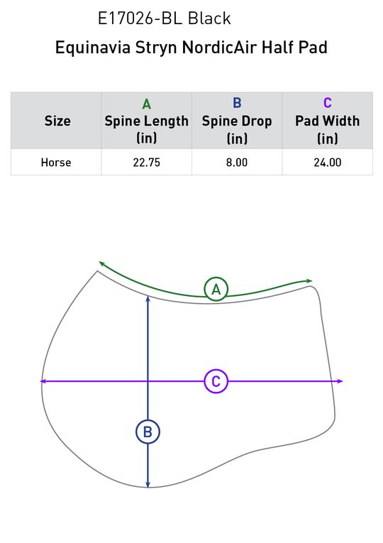 Size chart: Half Pads