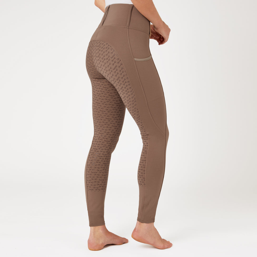 Horze Lucinda Womens High-Waist Tights w/ Silicone Full Grip image 