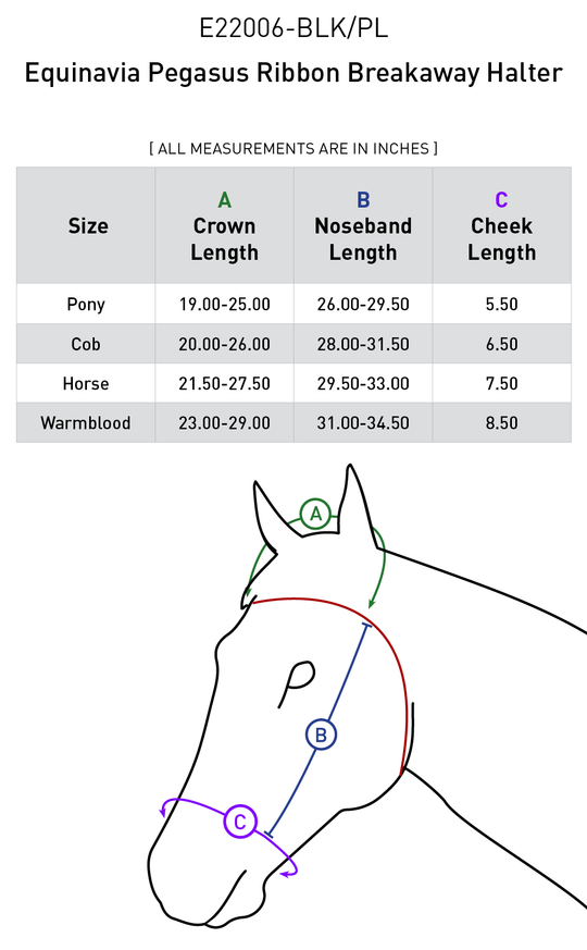 Size chart: Halters