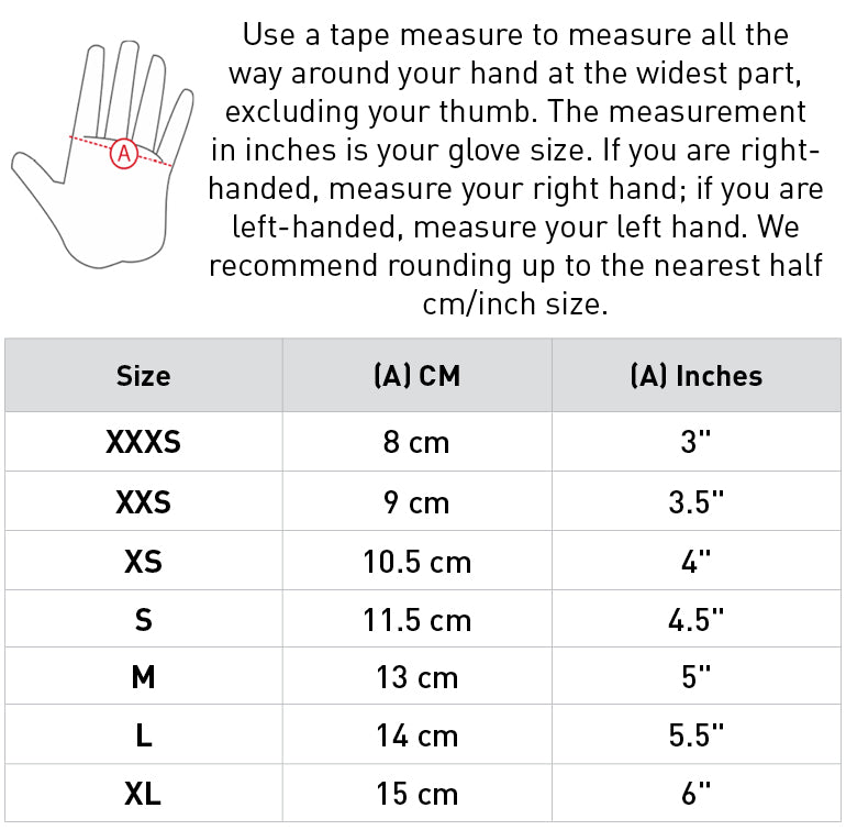 Size chart: Riding Gloves
