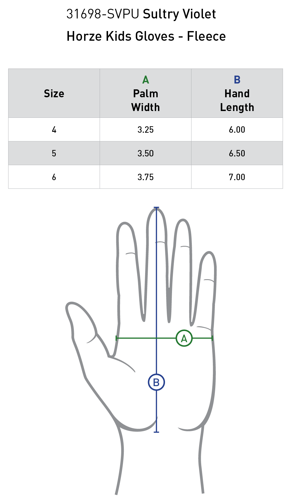 Size chart: Riding Gloves