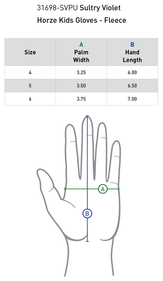 Size chart: Riding Gloves