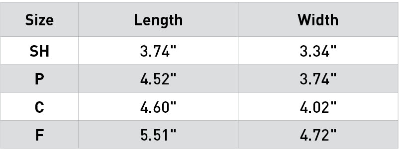 Size chart: Ankle/Fetlock Boots