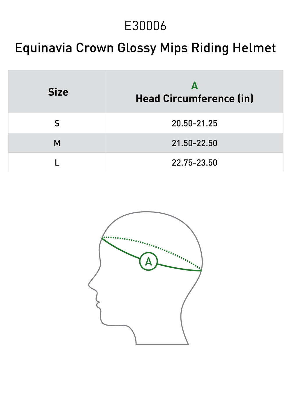 Size chart: Riding Helmets