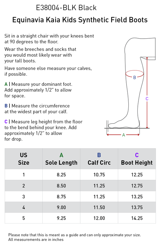 Size chart: Field Boots