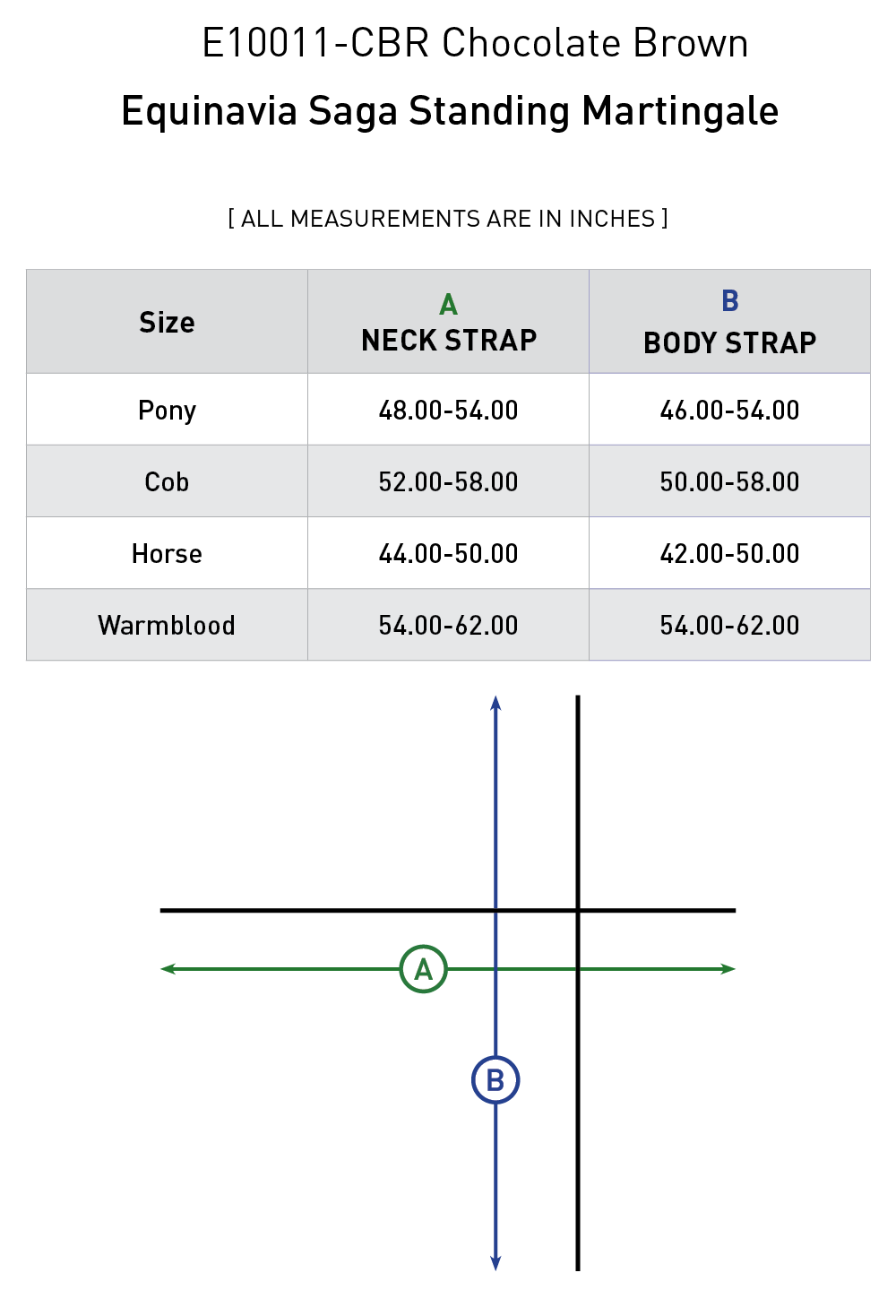 Size chart: Martingales