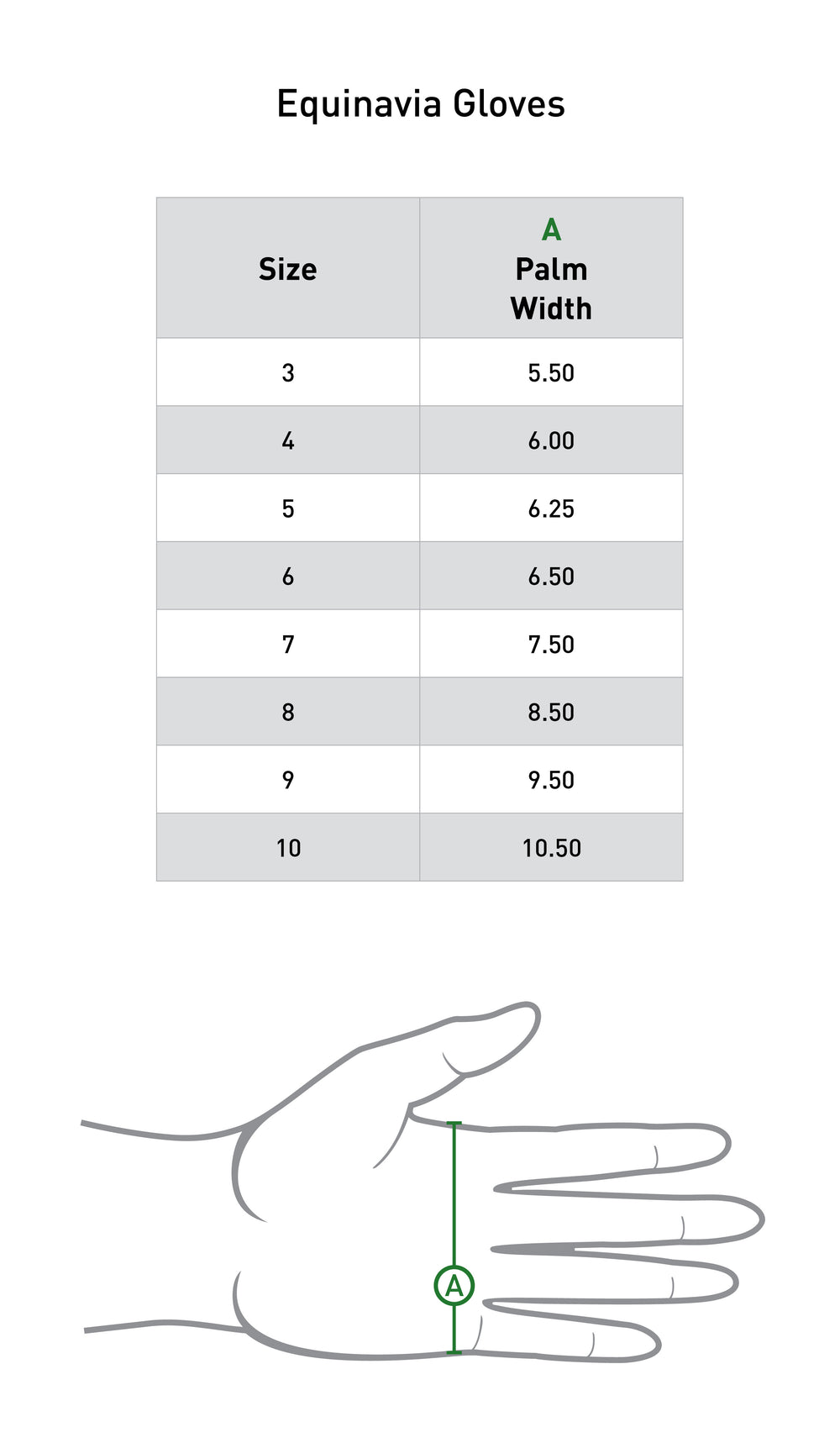 Size chart: Riding Gloves