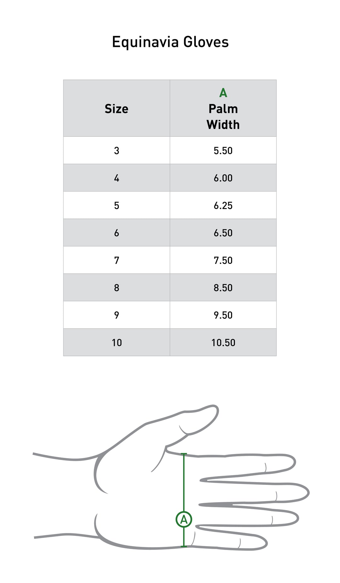 Size chart: Riding Gloves