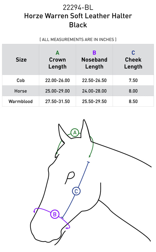 Size chart: Halters