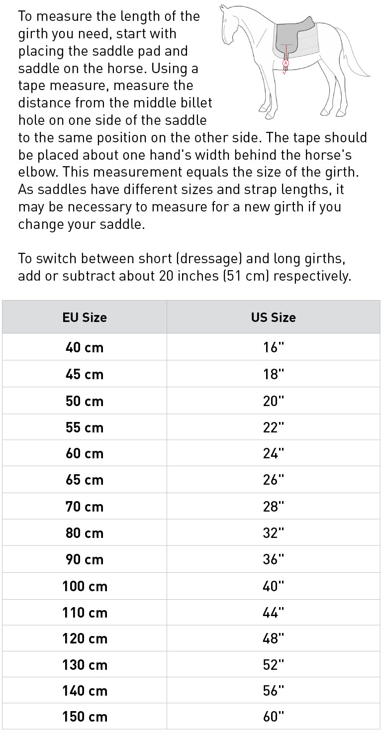 Size chart: Long Girths