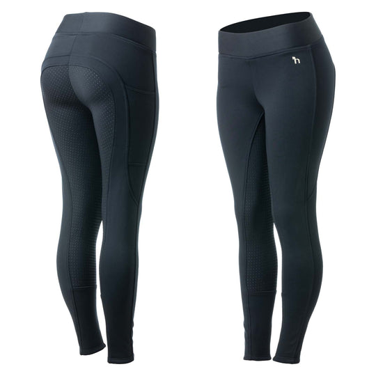 Horze Active Womens Winter Silicone Full Seat Tights w/ Phone Pockets image 