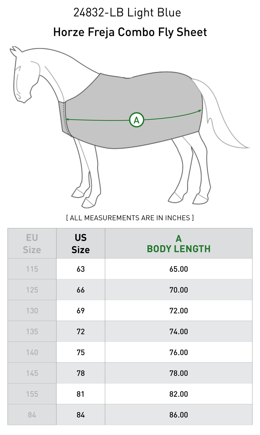 Size chart: Fly Sheets