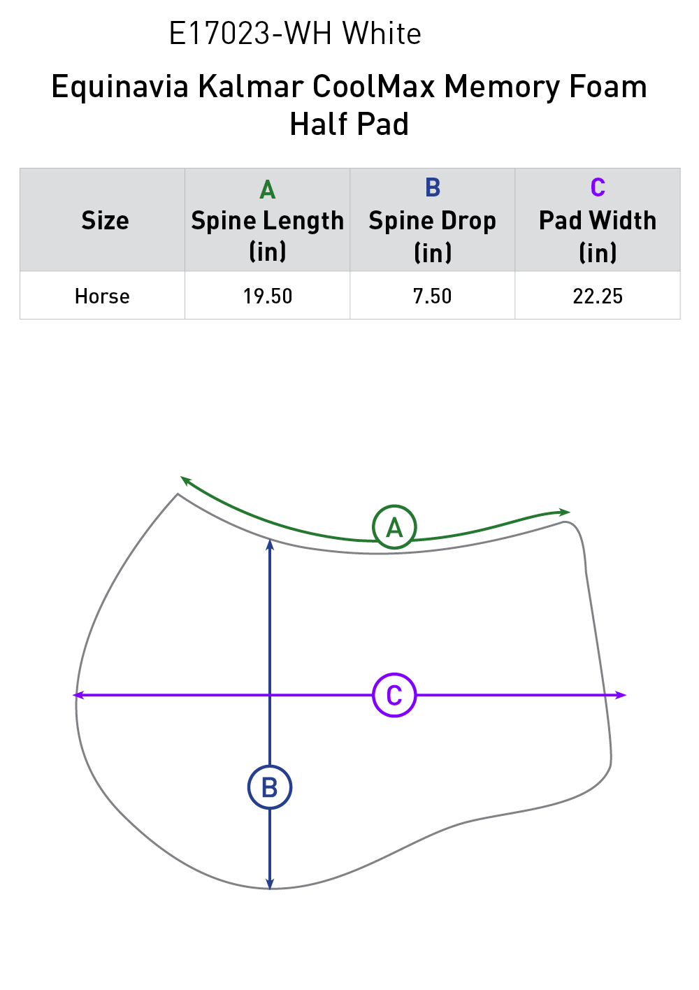 Size chart: Half Pads