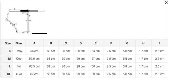 Size chart: Horse Blanket Accessories
