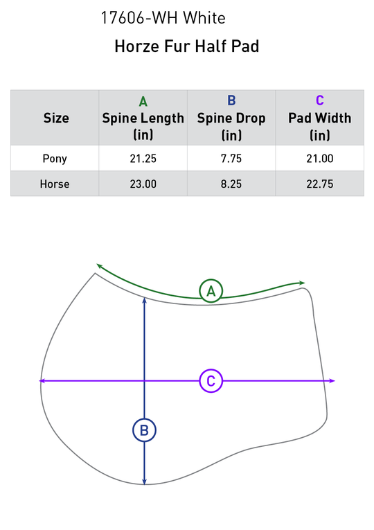 Size chart: Half Pads
