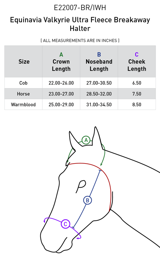 Size chart: Halters