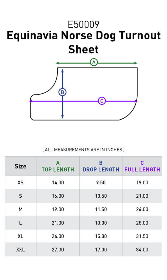 Size chart: Dog Supplies