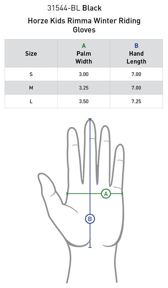 Size chart: Riding Gloves