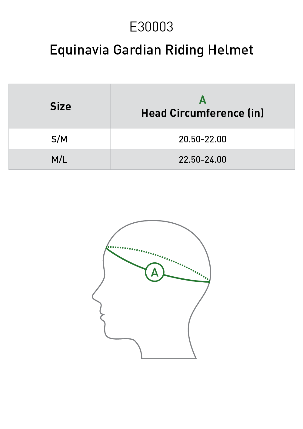Size chart: Riding Helmets