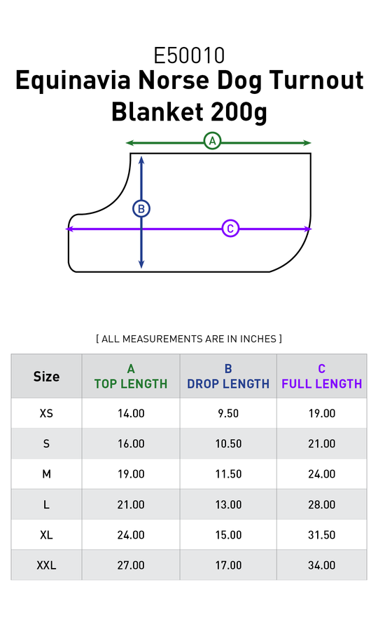 Size chart: Dog Supplies
