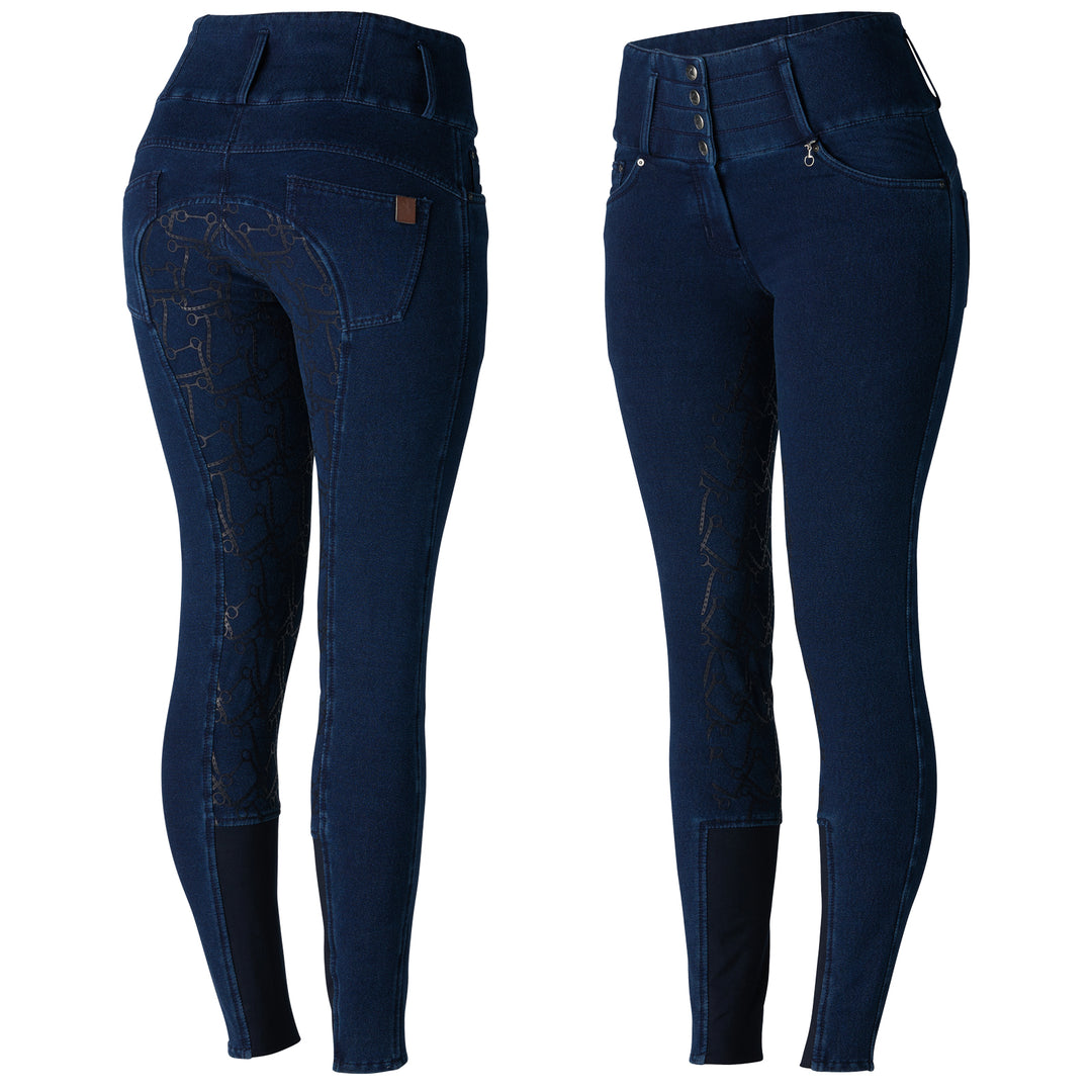 Horze Kacy Womens Denim Look Winter Full Seat Breeches image #1